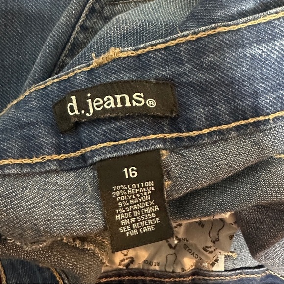 D. Jeans Straight Leg Cuffed Ankle Jeans Medium Wash Whiskered Plus Size 16 - Picture 14 of 14